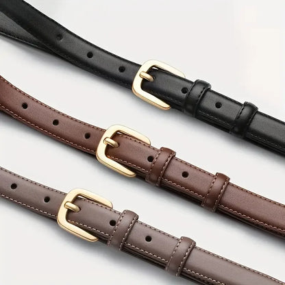 Ladies' slim fit waist belt - PU leather solid color gold buckle, suitable for skirts and pants, suitable for daily leisure, wed
