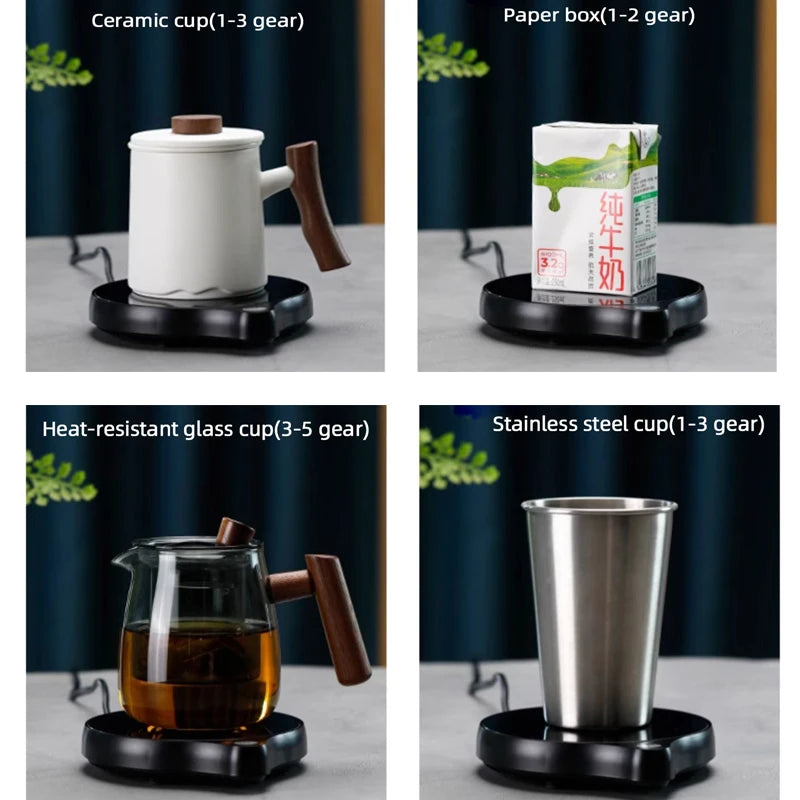 200W Mug Warmer Cup Heater with 5 Gear Settings 100°C Tea Coffee Milk Heating Pad for Hot Beverages 110V/220V
