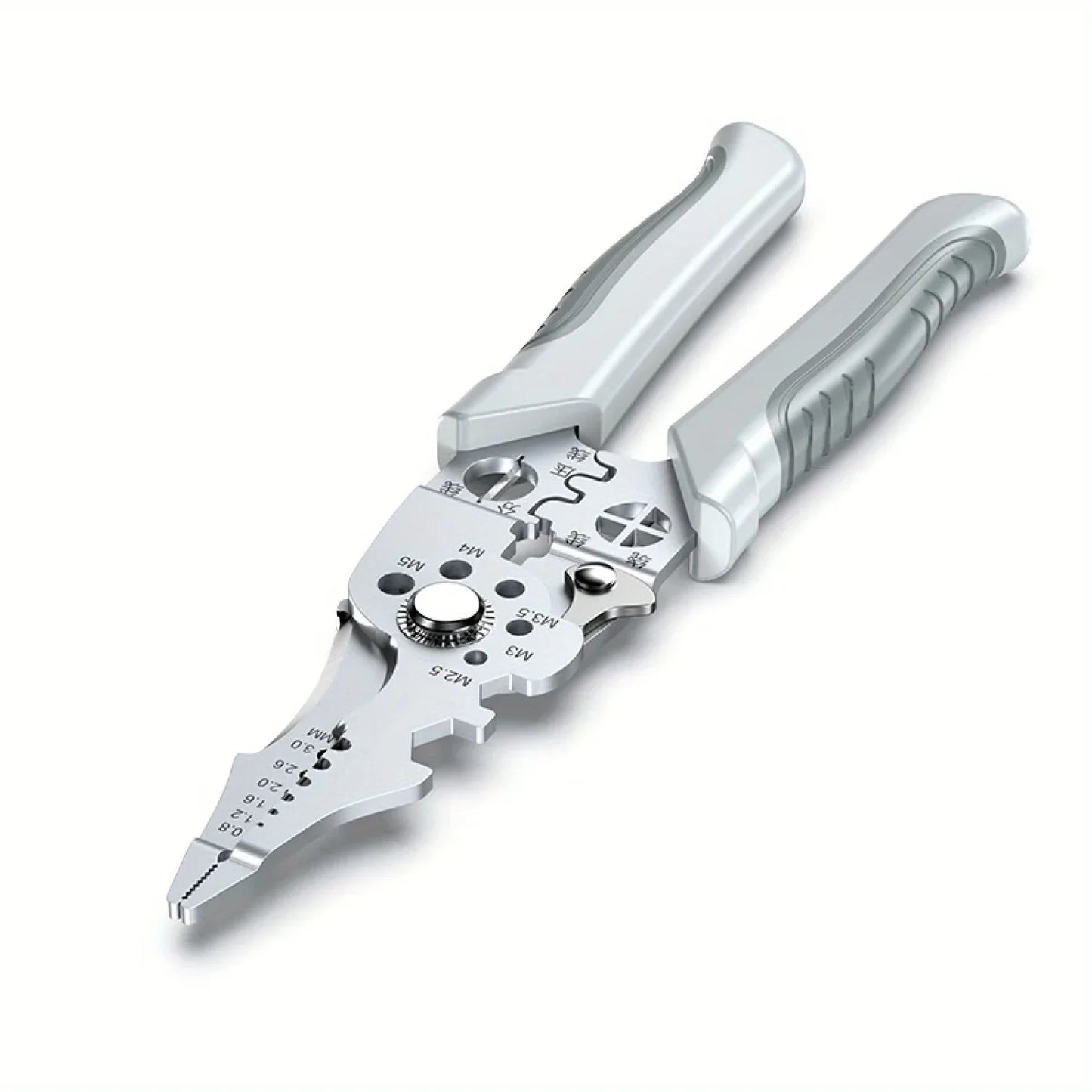 Ergonomic Grip Stainless Steel Electric Plier 8.5" Multi-purpose Wire Stripping Cutting Crimping Hand Tool