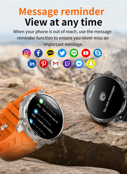 LIGE 2026 Nowy Wojskowy Smartwatch Męski Bateria 1000mAh Wodoodporny 5ATM GPS Rozmowy Bluetooth Wyświetlacz AMOLED Sportowy Smartwatch dla Mężczyzn