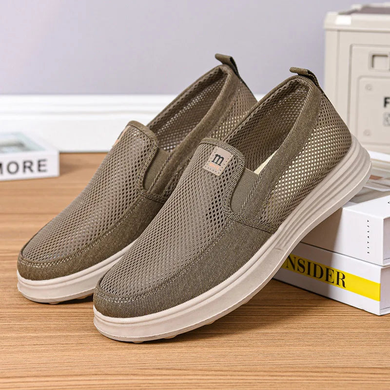 Summer Breathable Men's Mesh Shoes, One Foot Cloth Shoes, Anti Slip Soft Soled Casual Shoes