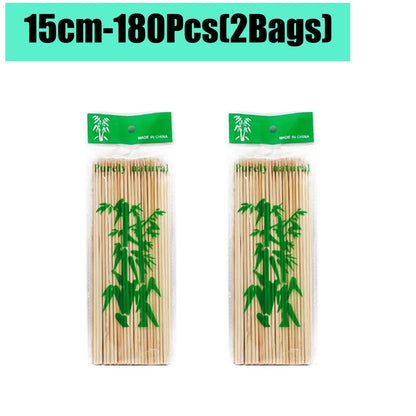 90-1350Pcs Bamboo Wooden BBQ Skewers Sticks Disposable 15/20/25/30cm for Grilling, Fruit, Kabob,BBQ, Barbecue, Camping, Outdoor