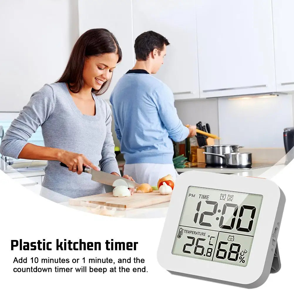 LCD Digital Alarm Clock Waterproof Bathroom Shower Timer For Cooking Shower Timer Temperature Humidity Display Hanger