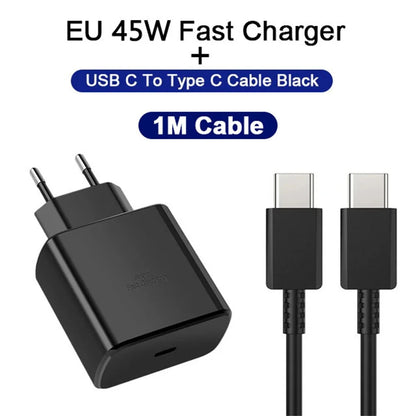 PD 45W Super Fast Charger For SAMSUNG Galaxy S21 S22 S23 S24 Ultra Fast Charging Phone USB C Charge Type C Cable 2M Wall Adapter