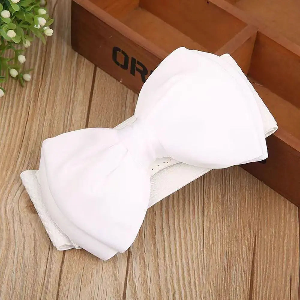 1Pcs New Big Bowknot Waist Belt Elastic Stretch Buckle Bow Waistband Wide Satin Bow Belt for Girls Lady Women