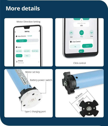 Zemismart Zigbee Roller Shade Motor with Battery For 37 38mm Tube Works with Tuya and Smart Life APP Alexa Google Home Control