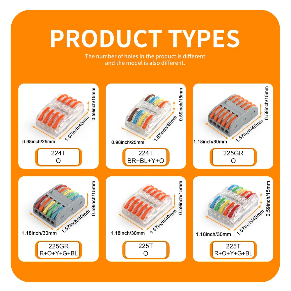 DIY GO 25PCS Universal Compact Fast BUTT Wire Connector Push-in Lever Splice Terminal Block 2/3/4/5 Pin Home LED Lighting Wiring