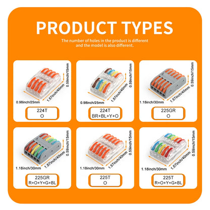 DIY GO 25PCS Universal Compact Fast BUTT Wire Connector Push-in Lever Splice Terminal Block 2/3/4/5 Pin Home LED Lighting Wiring