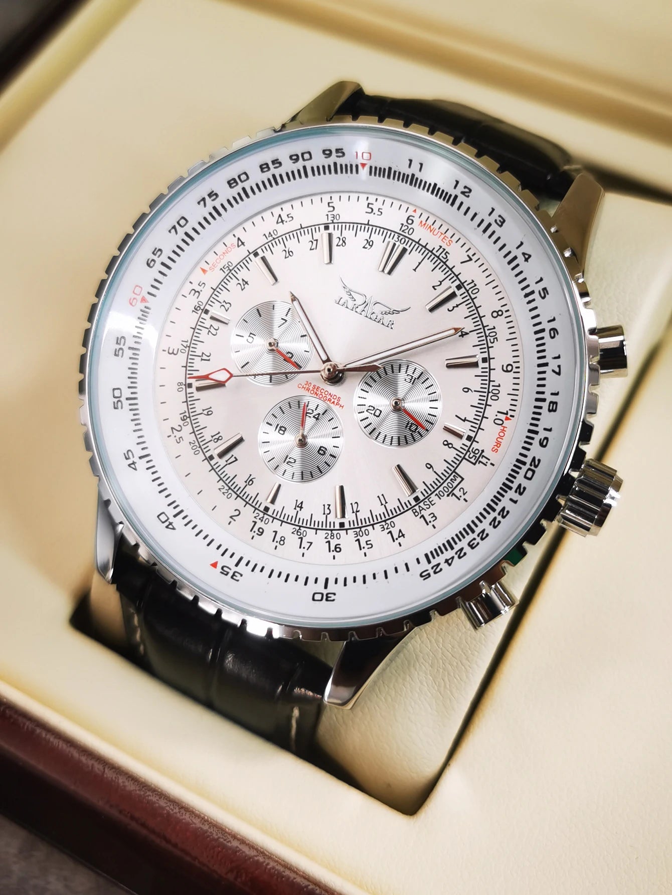 JARAGAR Pilot Automatic Watch for Men Military Multifunction Sub-Dials Mechanical Watches Top Brand Luxury Leather Strap Clock