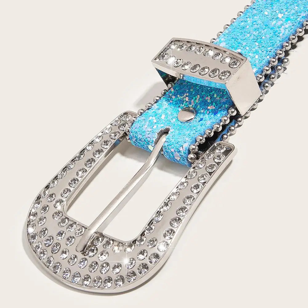 Women's Rhinestone Belt Shiny Sequined Jeans Waistband European American Fashion Decoration Versatile Glamorous Waist Chain