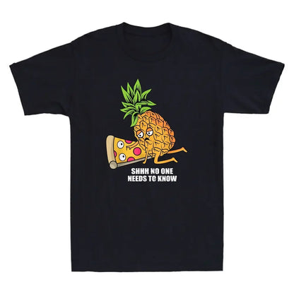 Pineapple Belongs on Pizza Lover Funny Pun Meme Vintage Men's T Shirt long or short sleeves