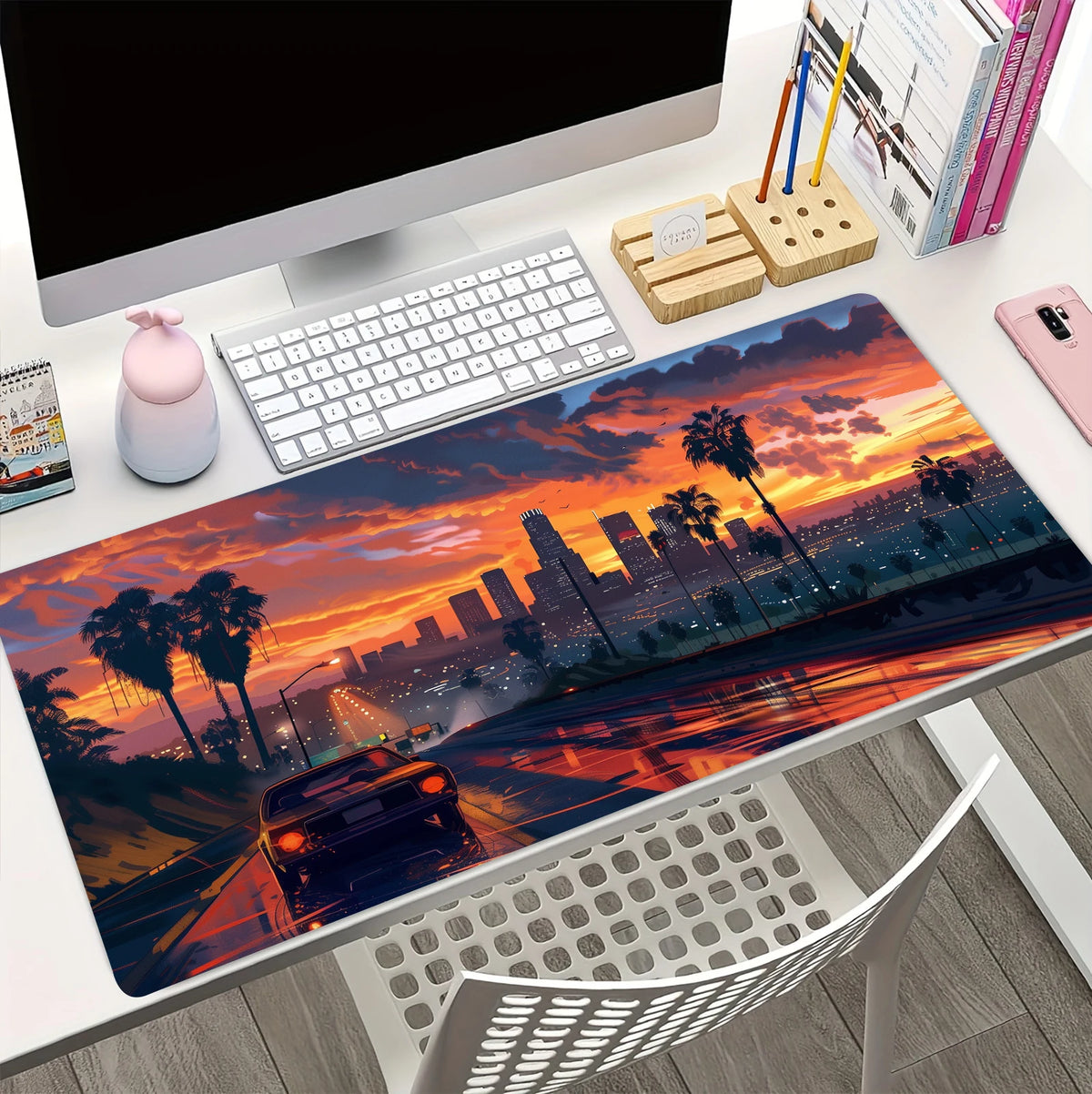 Game G-GTA-6 Mouse Pad Sunset Landscape Large Game Table Mats XXL Rubber Anti-slip HD Gaming Keyboard Mousepads Long Desk Mat