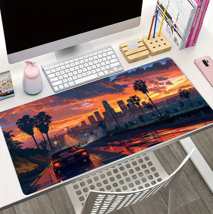 Game G-GTA-6 Mouse Pad Sunset Landscape Large Game Table Mats XXL Rubber Anti-slip HD Gaming Keyboard Mousepads Long Desk Mat