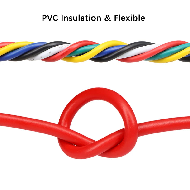 12Colors 1007 Stranded Electric Wire 5/10M 30/28/26/24/22/20/18/16AWG PVC Insulated Tinned Plating Copper Cable for DIY LED Line