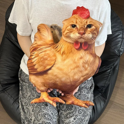 Funny Cat Head Chicken Body Plush Pillow Weird Meme Stuffed Cushion Creative Weirdcore Animal Doll for Gifts.