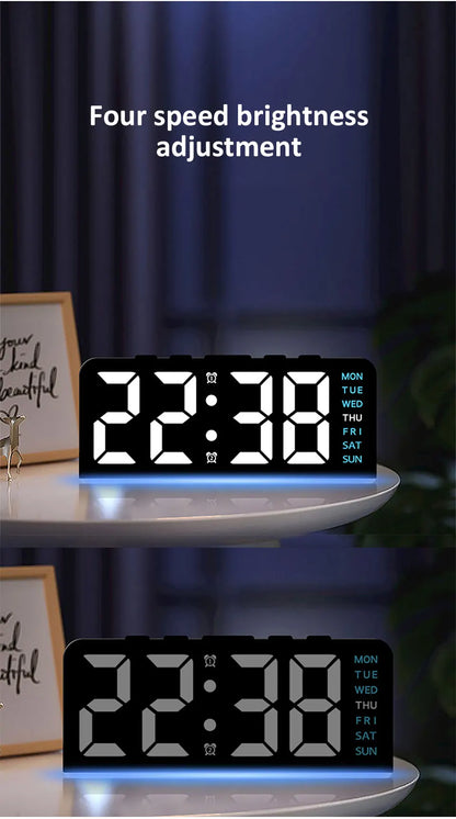 1 PCS Digital LED Alarm Clock With Date Display Dual Alarms Snooze Function Night Light 12H 24H Mode For Bedroom Desk Table