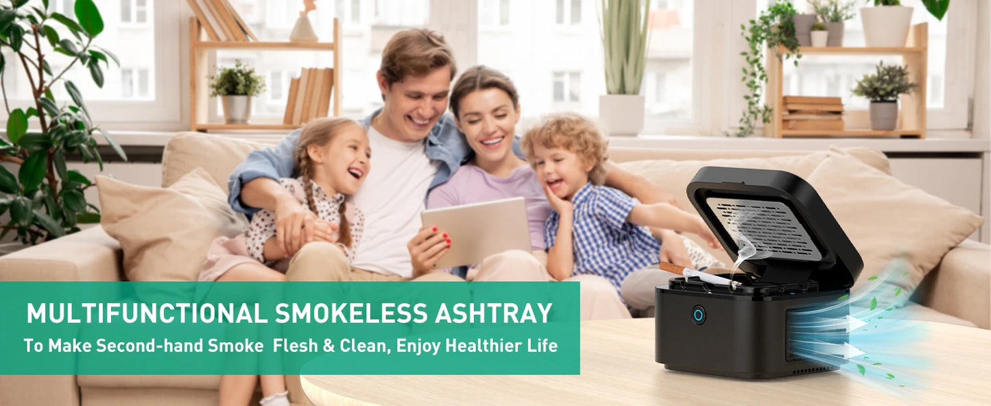Multifuntional Ashtray Air Purifier Smokless  Smoke Removing ,USB Chargeable Smokeless Ashtray Indoor,Outdoor,Home,Office