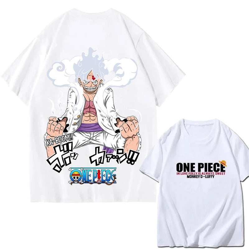 2026 New ONE PIECE Zoro Luffy Gear 5 Printed Short-sleeved Cotton T-shirt Summer Tide Pure Cotton Unisex Clothing