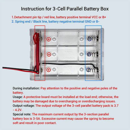 18650/21700 Battery Holder Battery Box 3 Slot Batteries Series/Parallel Connection/With Switch/with protective board