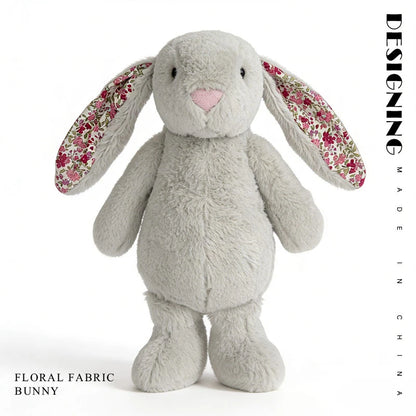 23cm Adorable Floral Bunny Plush Toy Huggable Soft Stuffed Rabbit Doll with Floral Ears Birthday Gift for Girl Plush Collectors