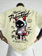American men's summer personalized small devil letter print comfortable and breathable round neck T-shirt outdoor street top