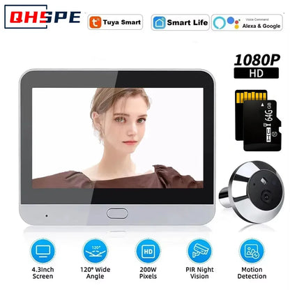 Door Camera Icam365 Peephole camera home wireless phone  4.3 Screen Night PIR wifi wireless Security protection Smart home