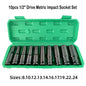 10pcs 1/2 Drive Metric Impact Socket Set Universal Deep Socket Wrench for Air Pneumatic Repair Tools