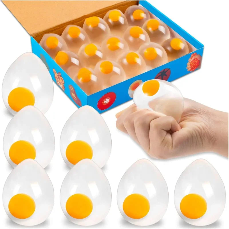 Funky Egg Squishy Ball - Clear Stress Relief Toy for Kids & Adults Anxiety Reducer, Squeeze Splat Sensory Fidget Toys