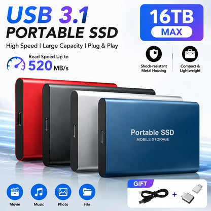 2.5" HDD Generic External Hard Disk High Speed Solid State Drive USB3.2 Data Storage For PC/Laptop