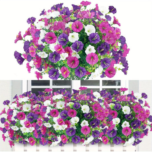 6/9-Pack Artificial Morning Glory Flowers Mixed Bouquets Silk Fake Flower for Spring Outdoor Indoor Home Garden Room Decorations