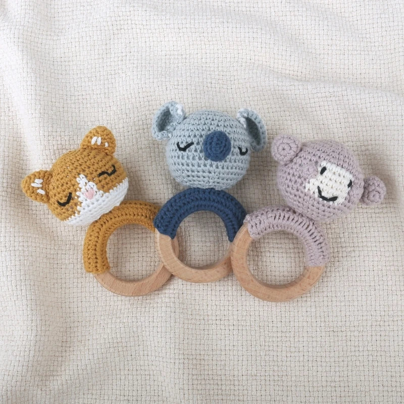 1Pc Baby Wooden Teether Crochet Rattle Toy BPA Free   Rattle Baby Mobile Gym Newborn Stroller Educational Toys Dropshipping