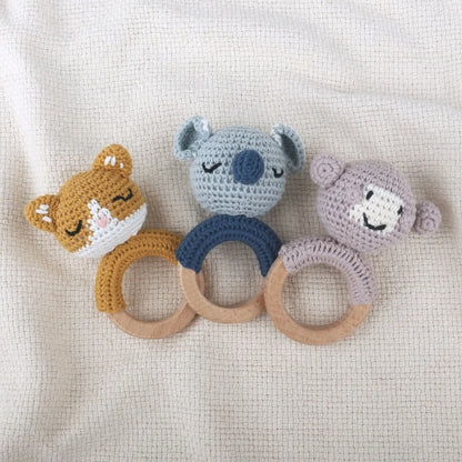 1Pc Baby Wooden Teether Crochet Rattle Toy BPA Free   Rattle Baby Mobile Gym Newborn Stroller Educational Toys Dropshipping