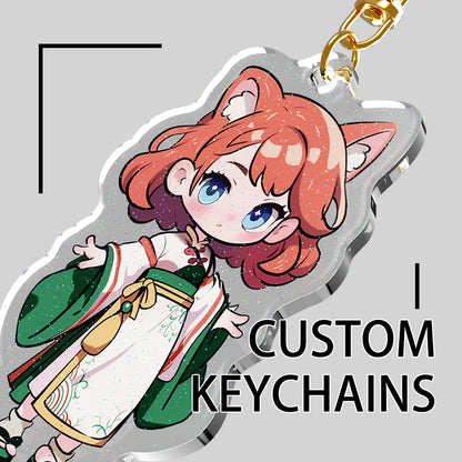 Custom Acrylic Keychains Cartoon Logo Key Chains Photo Customized Anime Charms Hologram Clear Personalized Designer Keychain