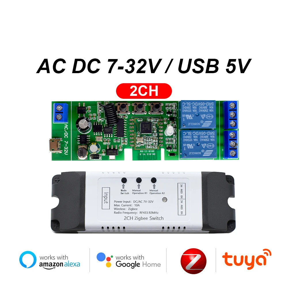 ZIGBEE Tuya eWelink Smart Home Automation Appliance Controller 1/2/4CH Switch Module for Garage Doors, Lights, Motors, Curtains