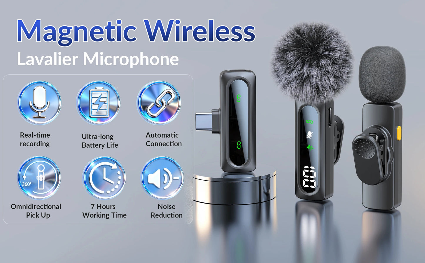 Wireless Lavalier Lapel Microphone With Windproof Mini Video Recording Mic Interview Live Recording Noise Cancelling For Phone