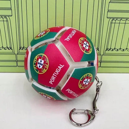 Soccer Keychain Fidget Toy Stress Relief Pendant for Fan Portable Decompression Ball with Gift Box Multi-National Team Souvenir