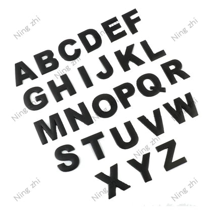 1PC Matte Black 3D Auto Metal Letter Emblem DIY Digital Alphabet Car Sticker Exterior High-About 25mm Accessory