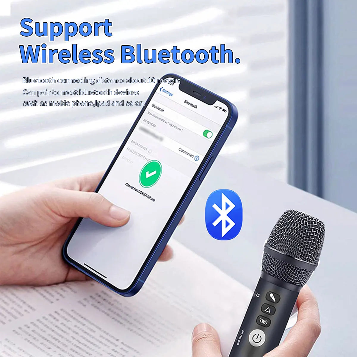 20W/Pc Bluetooth Speaker 1Pc of TWS Portable Karaoke Microphone For Kids & Adults Gift Wireless 10H Battery Handheld AUX Mic