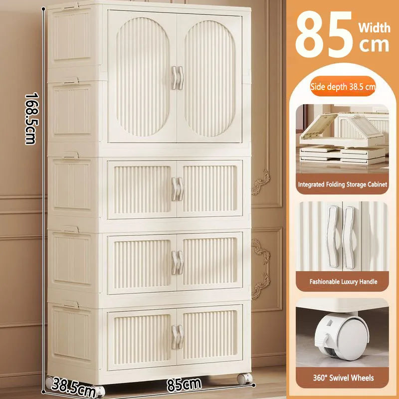Foldable Baby Closet Plastic Infant Wardrobe Children's Clothing Storage Cabinet for Home Bedroom No Installation Needed
