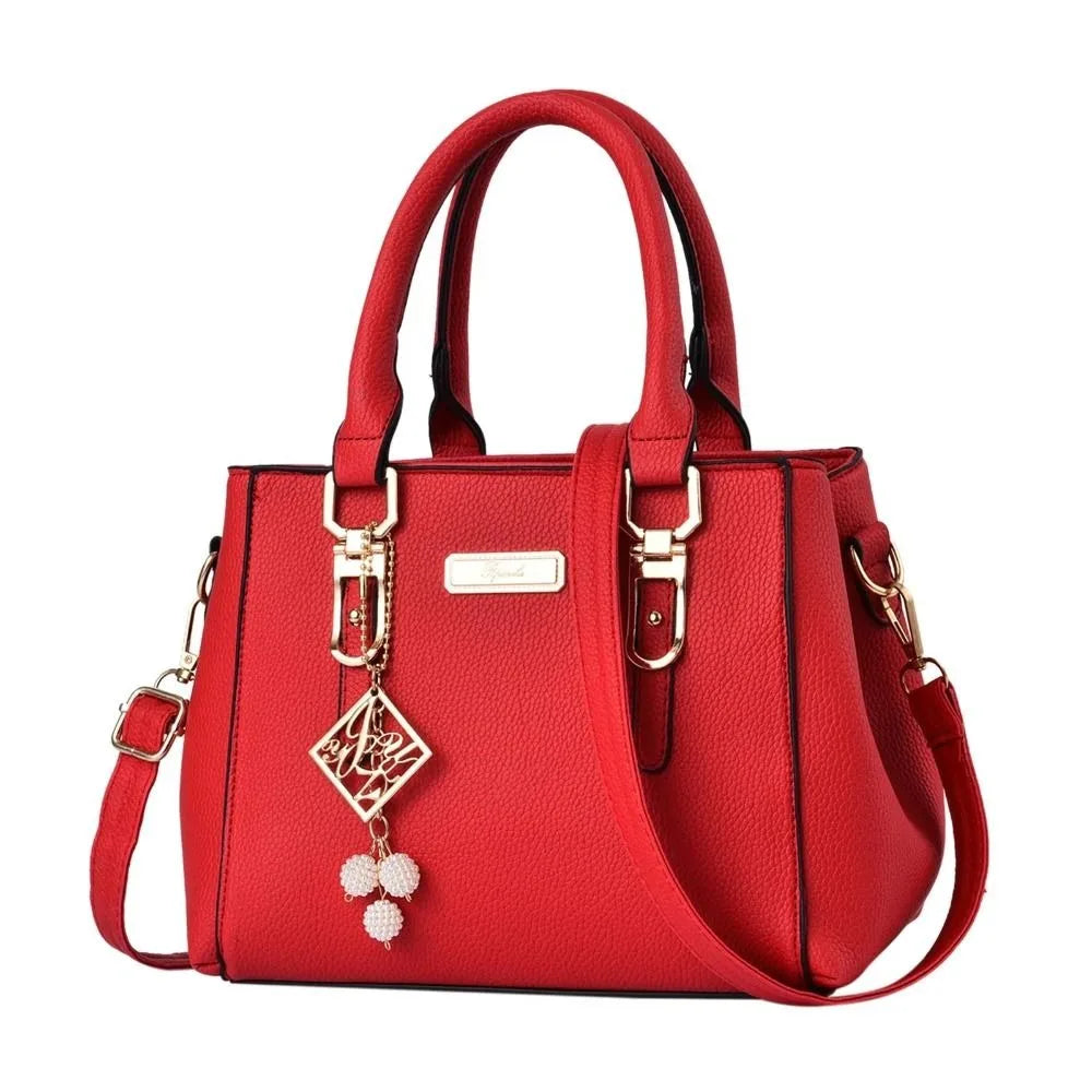Trendy Leather Handbags Women Girls Shoulder Bag Large Capacity Open Pocket Messenger Bag High Quality Shopping Bag