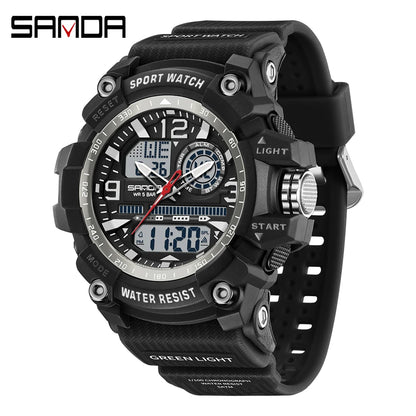 SANDA 3367 Men's Electronic Watch Large Dial Multi Functional Outdoor Waterproof Student Sports Electronic Watch