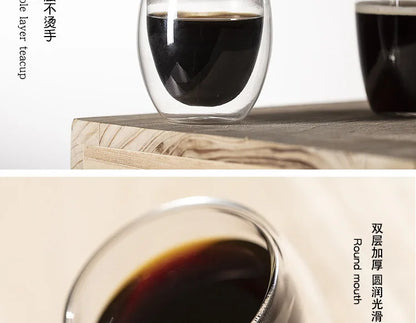 80ML Double Wall Glass Cup 1/12PCS Transparent Handmade Heat Resistant Tea Drink Whisky Wine Set Espresso Coffee Milk Mugs Gift