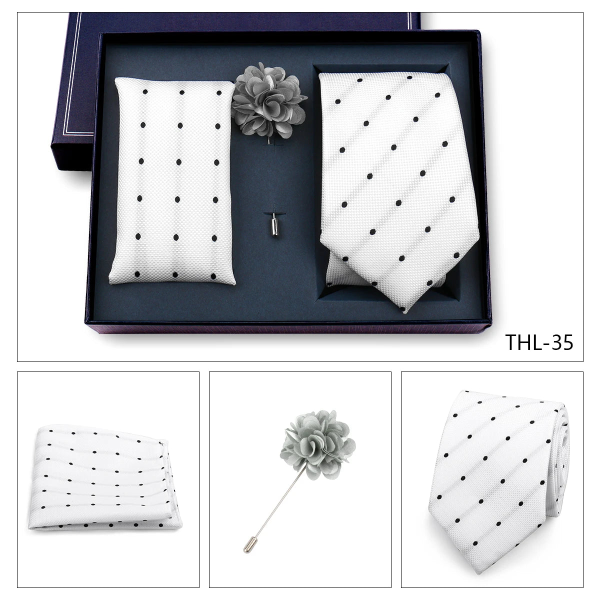 Elegant Ties For Men Classic Paisly Neck Tie Pocket Square Brooch Set With Gift Box Mens Business Wedding Suit Accessories