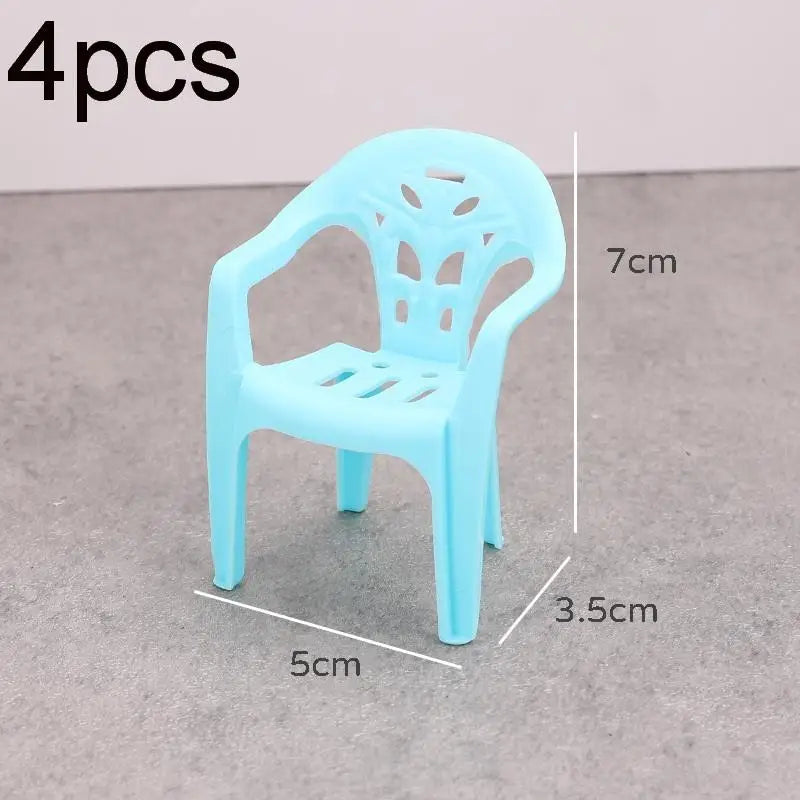 4pcs Miniature Backrest Chair Set Plastic Dollhouse Armchairs 1/6 Scale Doll Furniture Ideal Children's Gifts