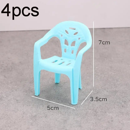 4pcs Miniature Backrest Chair Set Plastic Dollhouse Armchairs 1/6 Scale Doll Furniture Ideal Children's Gifts