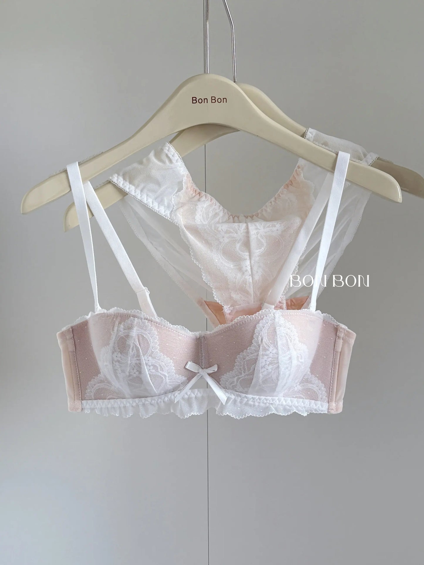 YEMOMO French Style Lace Half Cup Bra Set Wireless Push Up Boost Bust Lift Anti Sagging Elegant Comfortable Lingerie Set Ladies