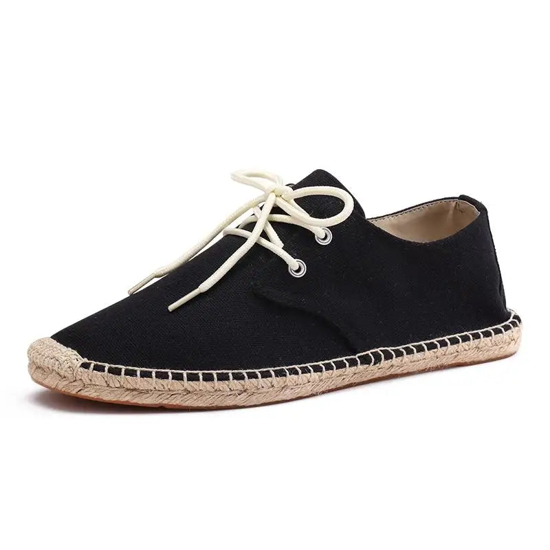 Male Casual Canvas Hemp Insole Fisherman Light Shoes Ethnic Style Men Espadrille Flats Shoes Summer Casual Shoes Driving Shoes