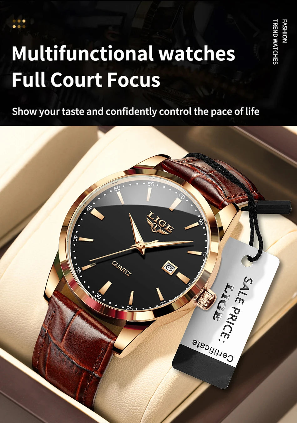 LIGE Military Watch For Men Fashion Business Watch Men Casual Leather Sport Waterproof Men's Quartz Wristwatches Reloj Hombre