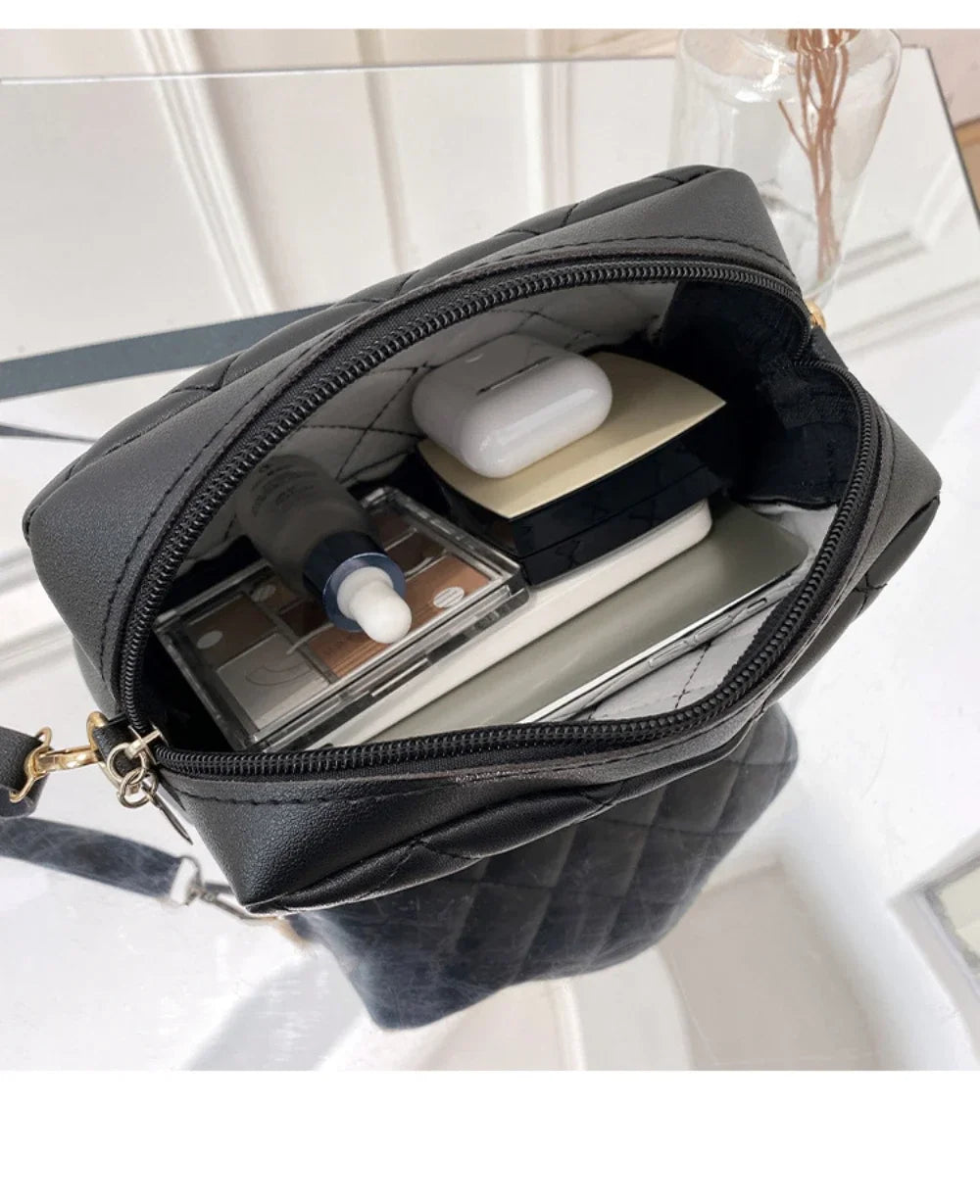 2025 roku damska mała torebka crossbody z frędzlami, modna haftowana damska torebka na ramię w kratę, modna torebka crossbody na łańcuszku