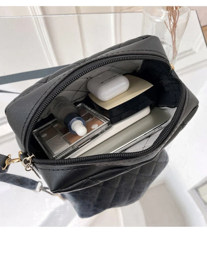 2025 roku damska mała torebka crossbody z frędzlami, modna haftowana damska torebka na ramię w kratę, modna torebka crossbody na łańcuszku